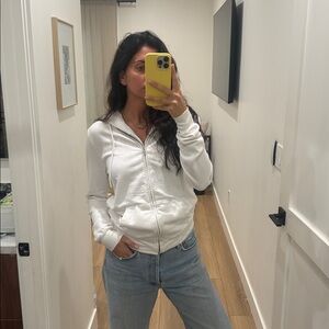 Cotton Citizen White Zip-Up Hoodie